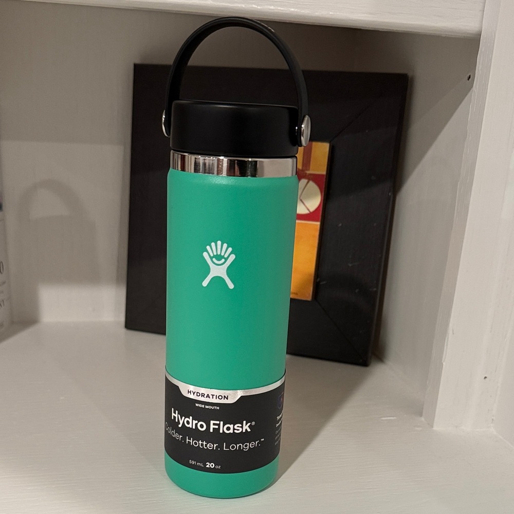 Hydro Flask Mint Green Bottle with Black Handle